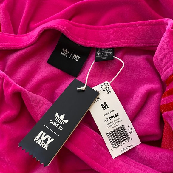 ADIDAS x IVY PARK Pink Velour Dress 'Heart Drop' - Picture 9 of 10